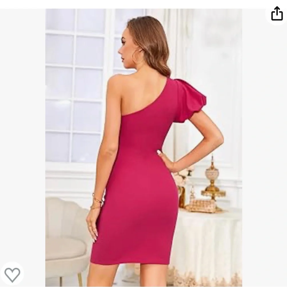 Womens Sexy One Shoulder Bodycorn Dresses PuffySleeves CocktailPartyMini